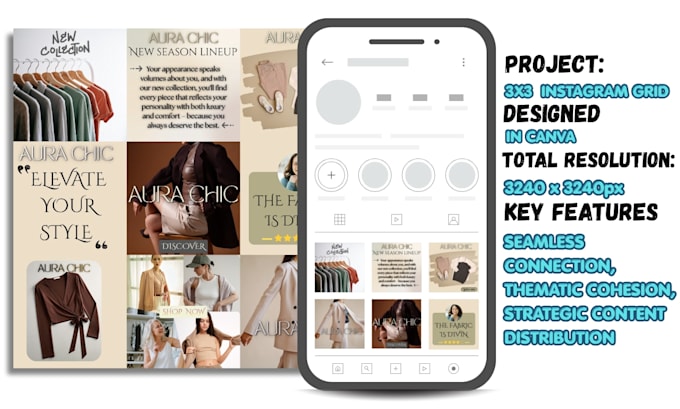 design custom seamless instagram grid post templates in canva