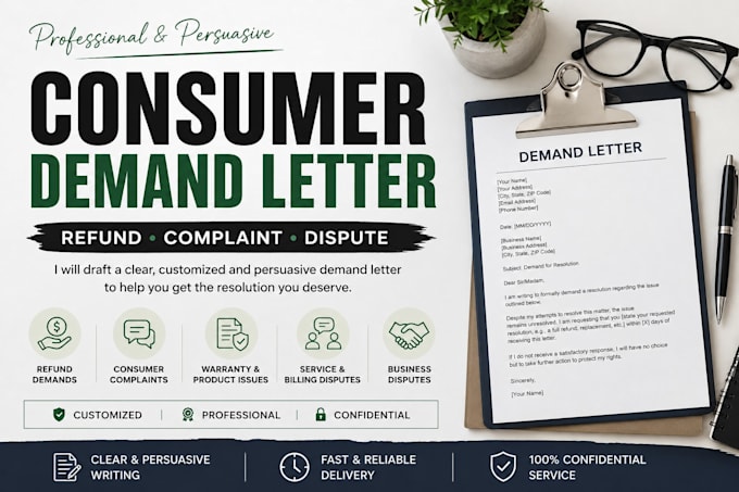 write a professional demand letter for refund or consumer dispute