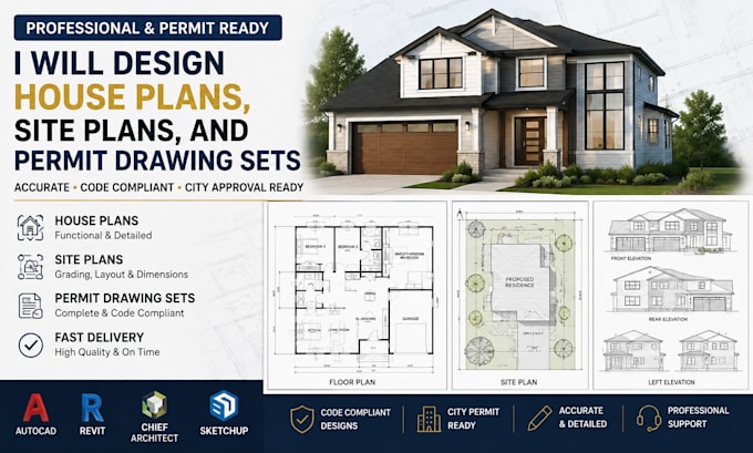 design house plans, site plans, and permit drawing sets