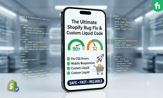 fix shopify bugs errors and write custom liquid code