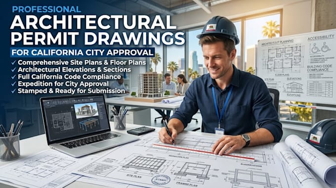 draft architectural permit drawings for california city approval