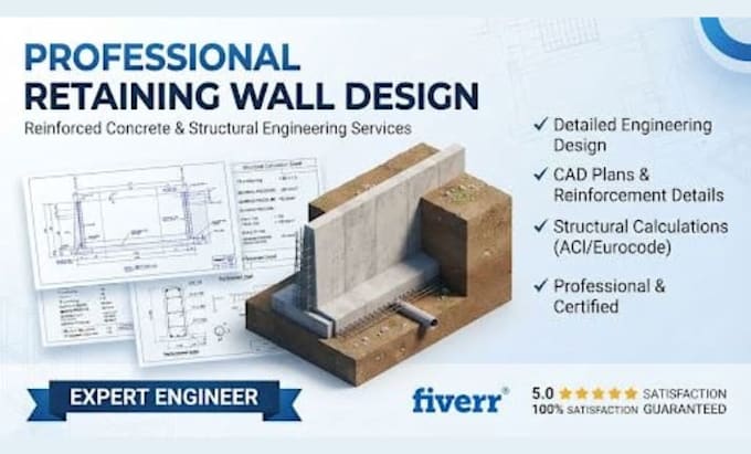 design retaining wall with structural calculations