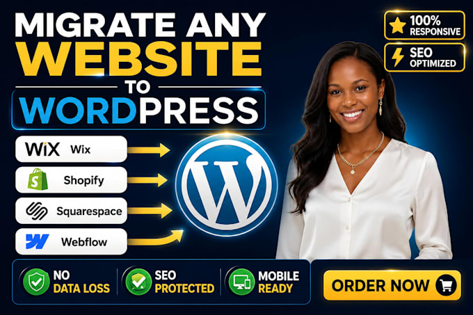 migrate wix, shopify, webflow or squarespace to wordpress