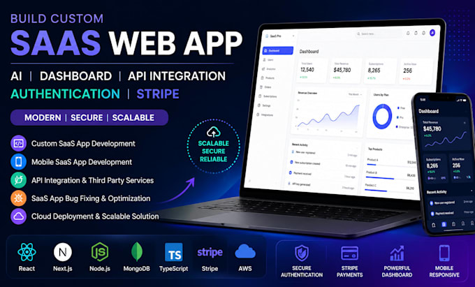 do mobile saas app development, saas app creation saas app solution api integrat