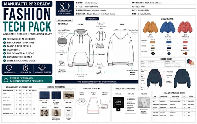 create manufacturer ready fashion tech pack