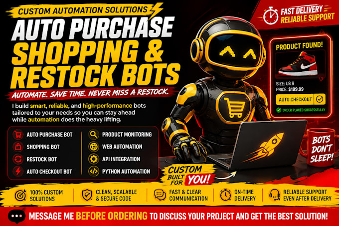 develop a custom auto purchase bot shopping bot restock bot