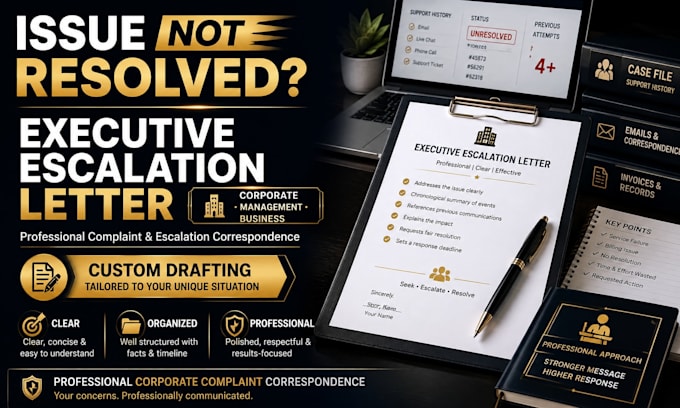 draft a professional executive complaint or corporate escalation letter