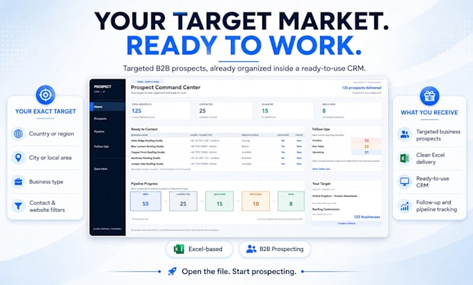 build targeted b2b prospect lists with a ready to use CRM