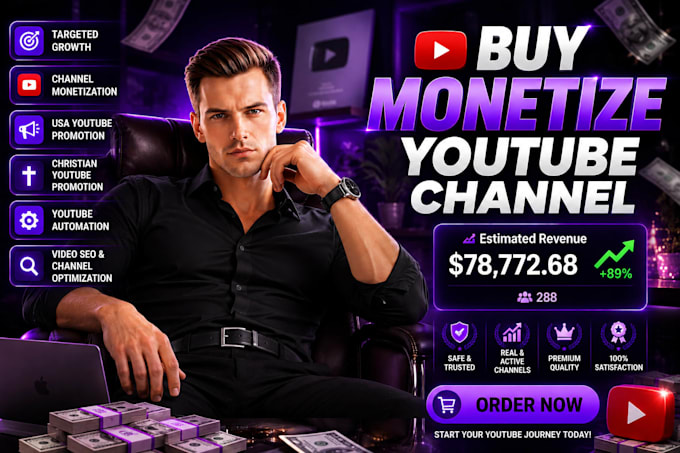 create, manage and buy monetize youtube channel