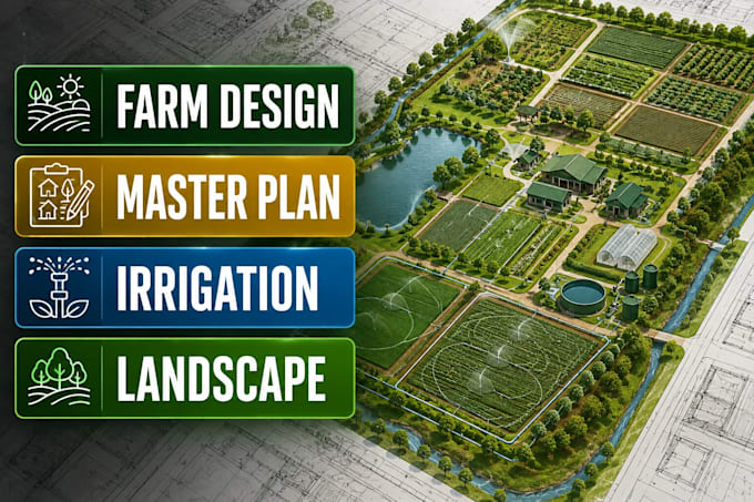 farm landscape design agricultural layout master plan irrigation outdoor
