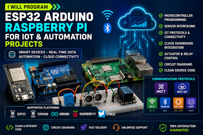 program esp32, arduino, and raspberry pi for smart iot projects