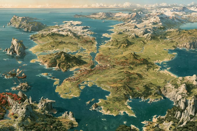 draw a fantasy map illustration