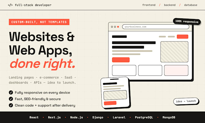 webdev custom website development web app full stack front end backend developer
