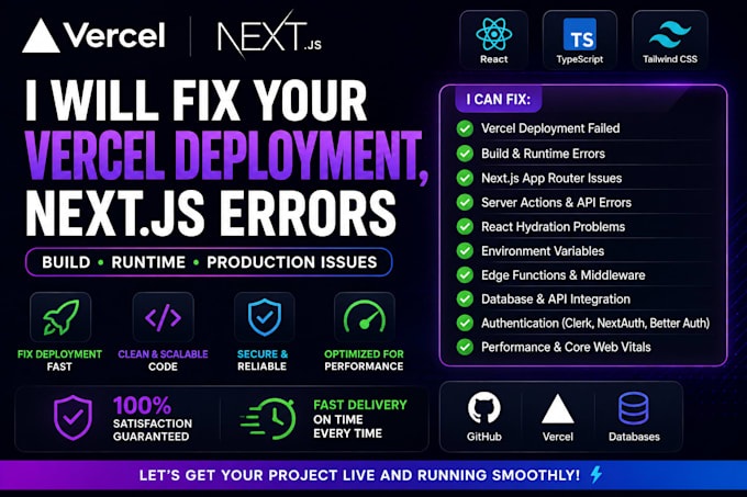 fix your vercel deployment, next js build error, runtime bug and production