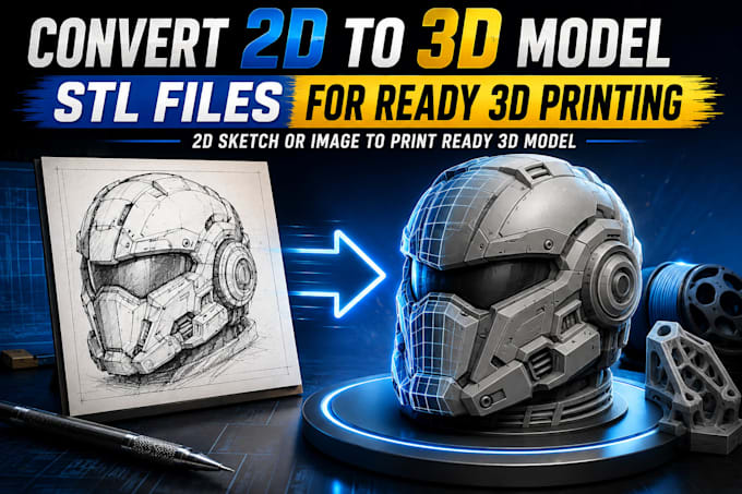 convert 2d to 3d model stl files for 3d printing,3d printer modelling service