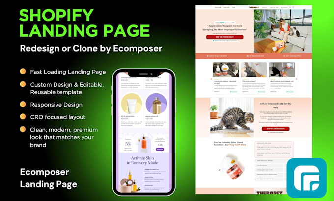 do shopify cro landing page design or clone landing page by ecomposer