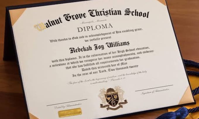 design diploma and university certificate or transcript, high school certificate