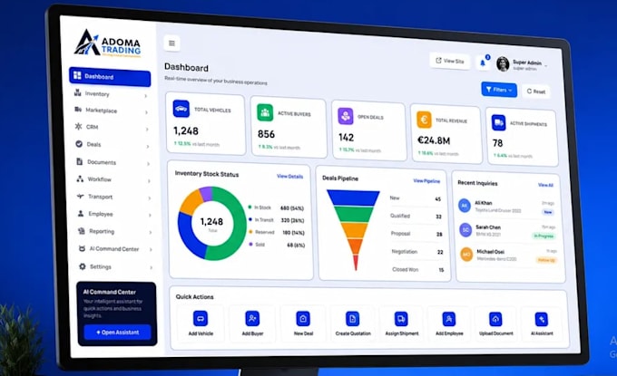 build custom erp, pms, wms, lms, pos, mlm ai mvp web app saas software developer