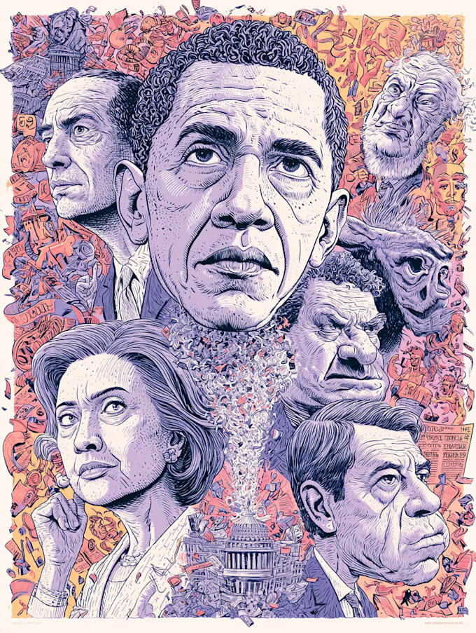 create you political funny cartoon portrait