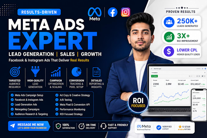 create high converting facebook and instagram meta ads for lead generation