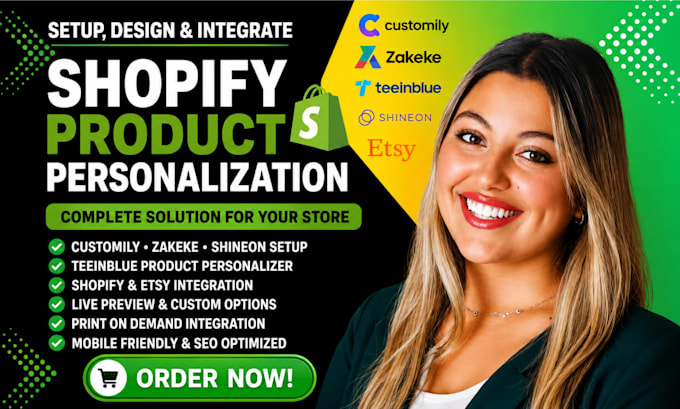 setup shopify product personalization customily zakeke shineon teeinblue etsy
