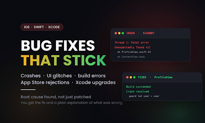 fix bugs, crashes and UI issues in your swift ios app