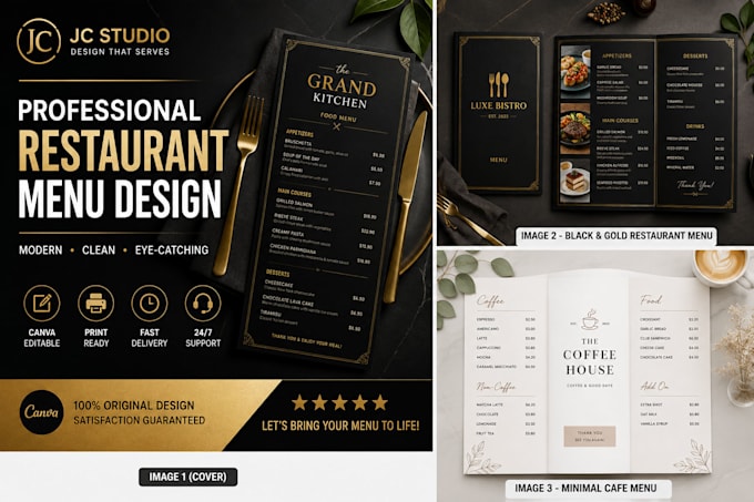 design a professional restaurant menu in canva