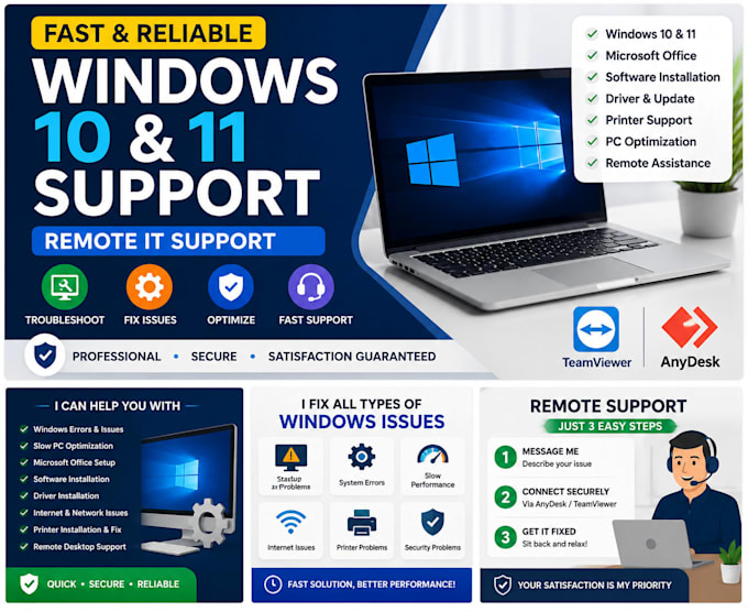 fix windows pc issues remotely and provide IT support
