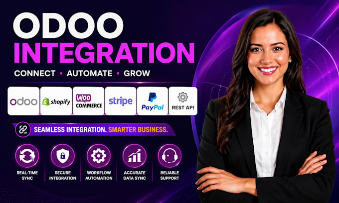 integrate odoo with shopify woocommerce stripe paypal and rest api