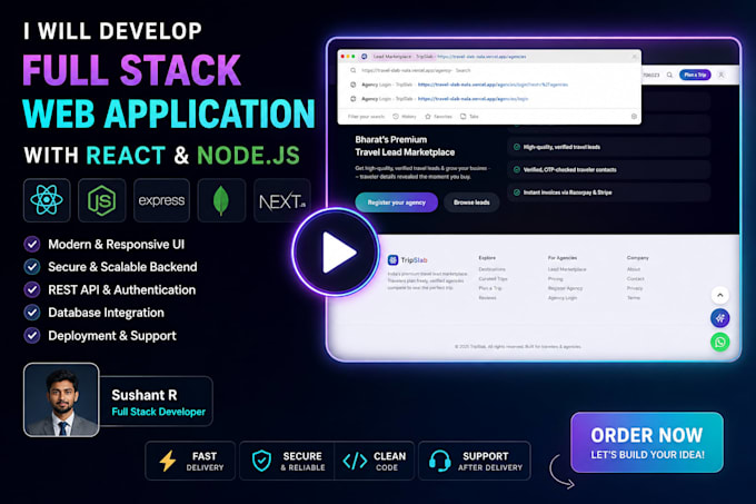 develop a full stack web application with react node