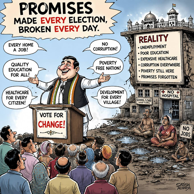 create a political or satirical cartoon