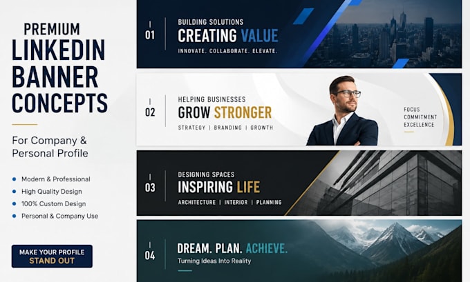create linkedin profile banner, personal branding, facebook cover design