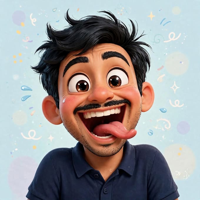 design 3d funny portrait of the same young man