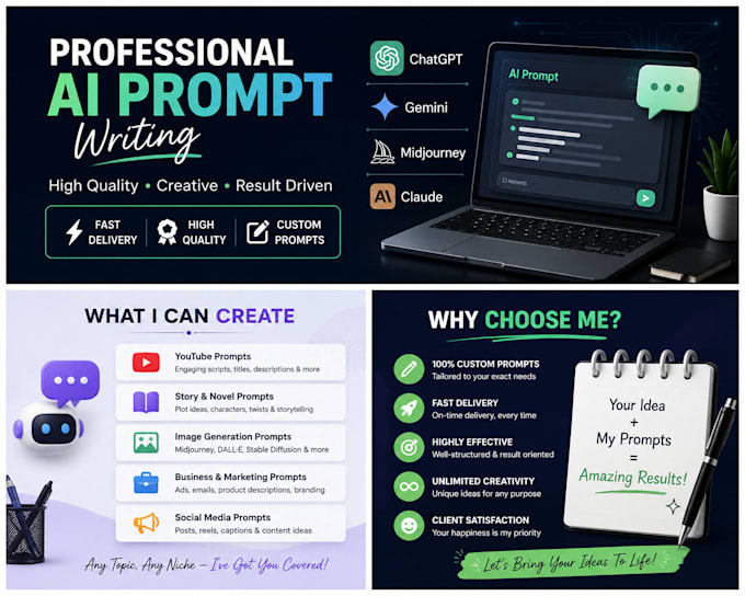 create professional ai writting prompts