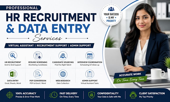 hr support, recruitment, data entry and admin assistance
