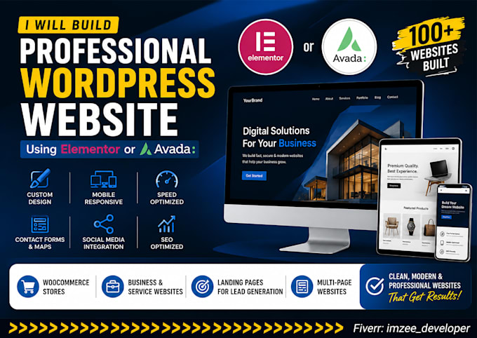 build a professional wordpress website using elementor or avada