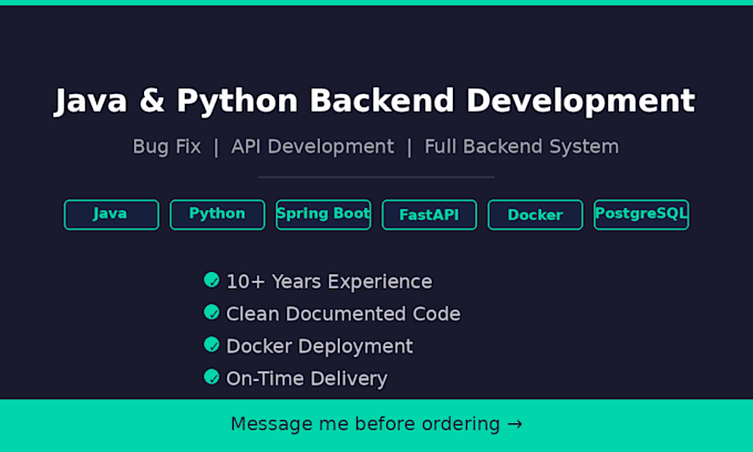 develop java or python backend API and fix bugs