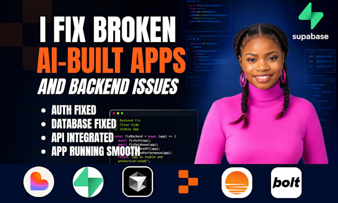 fix vibe coded apps, lovable apps, supbase auth, database, API errors in 1hour