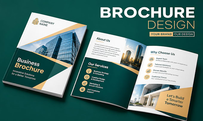 do company brochure, trifold brochure and canva brochure design