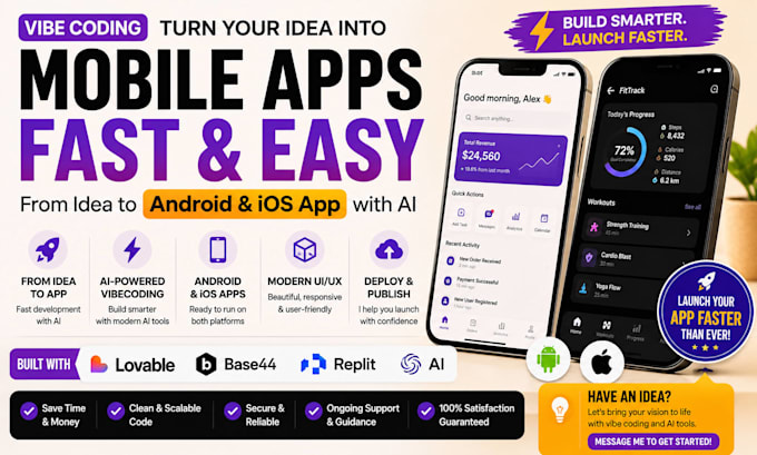 vibe coding lovable ai lovable to android ios app base44 replit ai