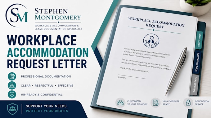 draft a workplace accommodation request letter for HR approval