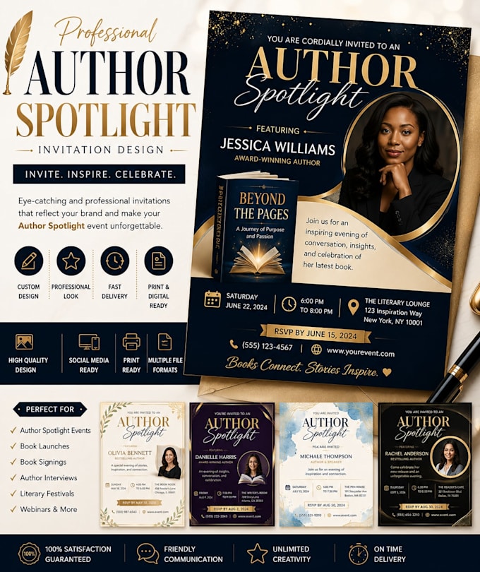 create a custom author spotlight invitation card
