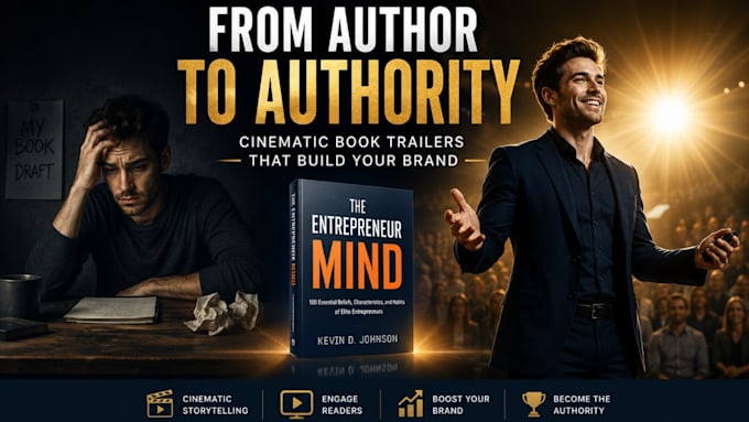 create a cinematic book trailer for entrepreneurs and self help authors