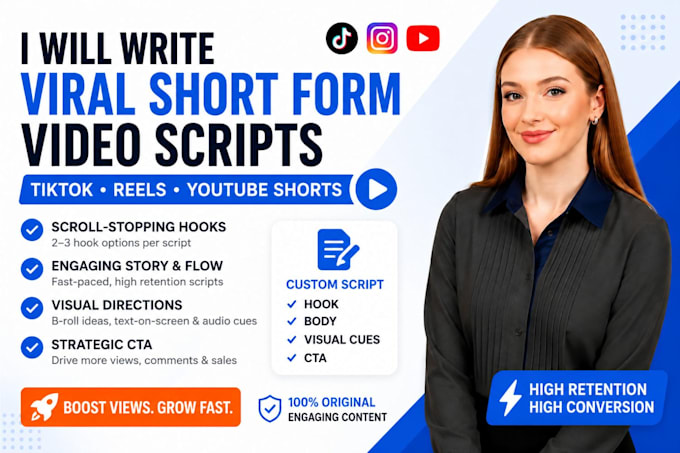 write viral short form video scripts for tiktok reels and shorts