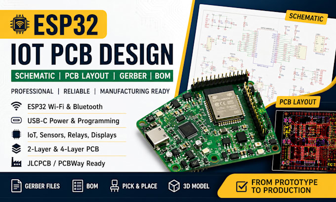 design industrial pcb, schematic, embedded system and manufacturing files
