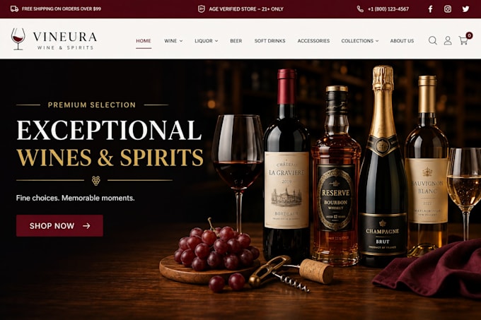 design wine shopify store wine website liquor store beverages soft drink store