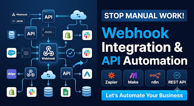 build webhook integration, API automation, zapier, make and n8n workflow