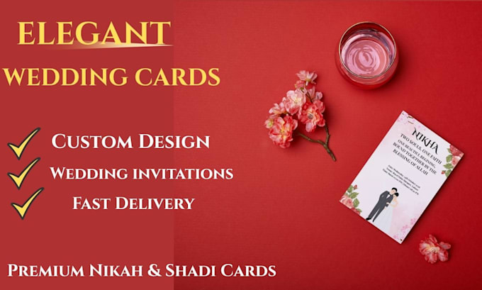 elegant wedding invitation card and nikah card