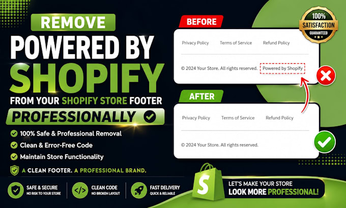 remove powered by shopify from your shopify store footer professionally