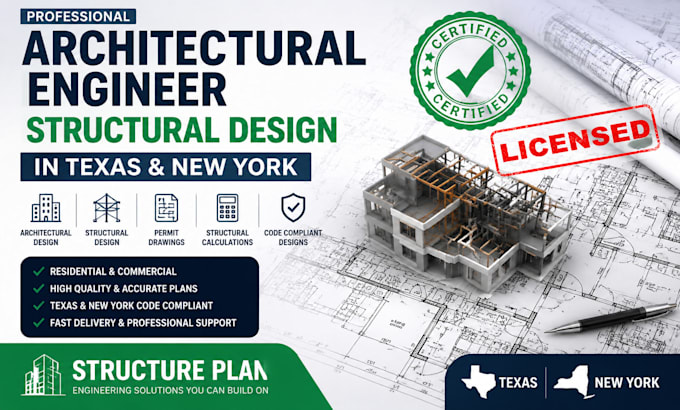 do architectural engineer, structural design, in texas and new york